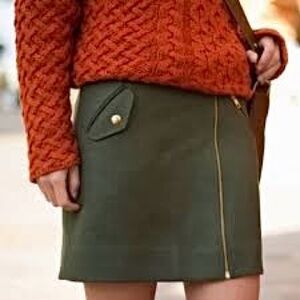 J. Crew Olive Mini Skirt with Gold Accents